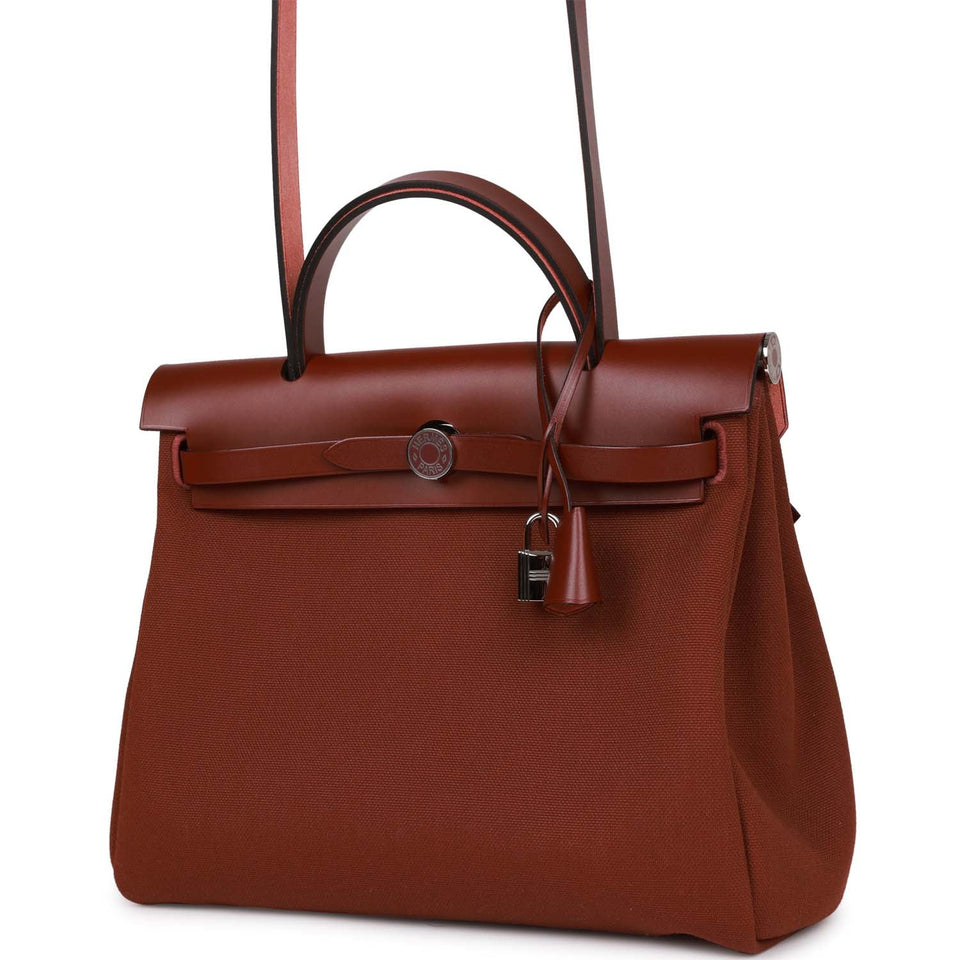 Hermes Herbag Zip PM 31 Rouge H Vache Hunter Palladium Hardware