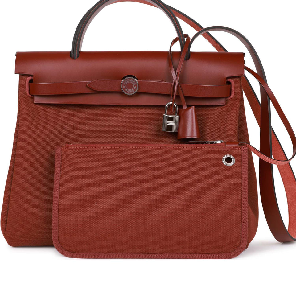 Hermes Herbag Zip PM 31 Rouge H Vache Hunter Palladium Hardware