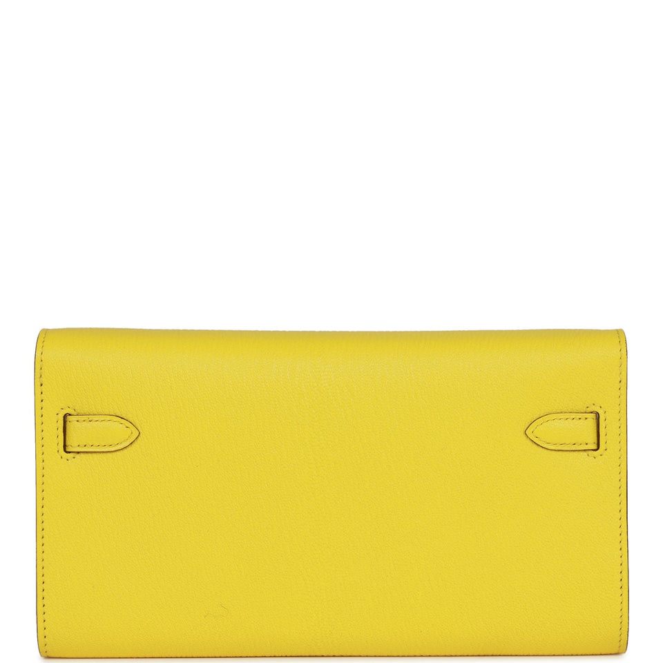 Hermes Kelly Wallet To Go Jaune Citron Chevre Palladium Hardware