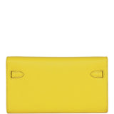 Hermes Kelly Wallet To Go Jaune Citron Chevre Palladium Hardware