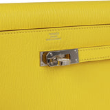 Hermes Kelly Wallet To Go Jaune Citron Chevre Palladium Hardware