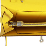 Hermes Kelly Wallet To Go Jaune Citron Chevre Palladium Hardware