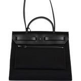 Hermes Herbag Zip PM 31 Black Toile H Berline Hunter Palladium Hardware