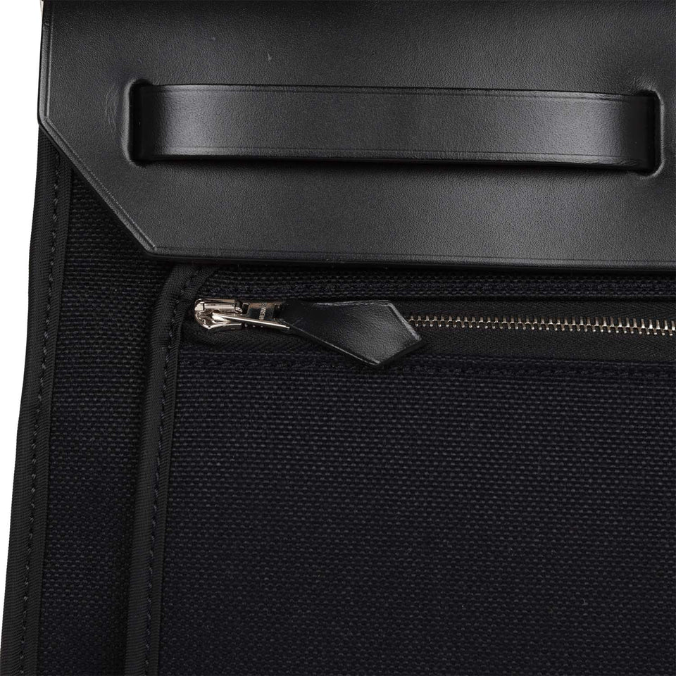 Hermes Herbag Zip PM 31 Black Toile H Berline Hunter Palladium Hardware