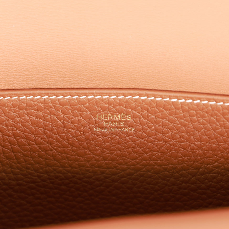 Hermes Halzan 25  Gold Clemence Gold Hardware