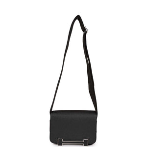 Hermes Geta Bag Black Chevre Palladium Hardware