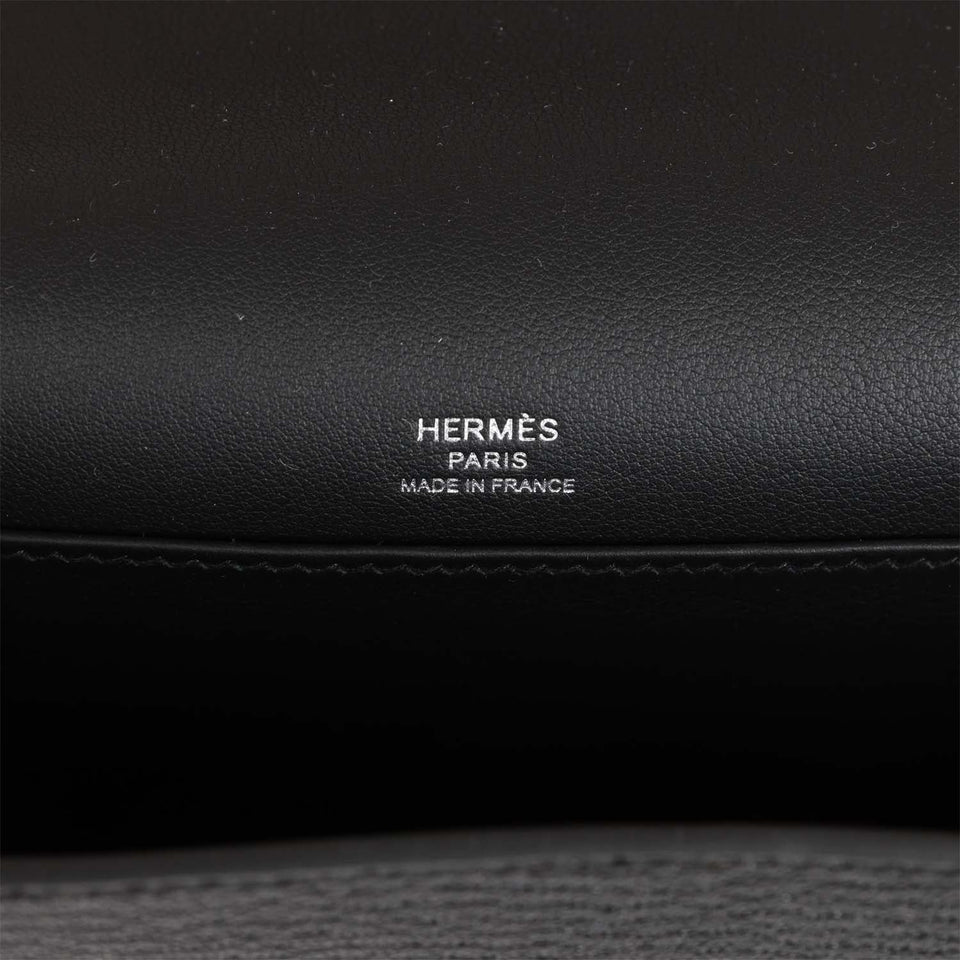 Hermes Geta Bag Black Chevre Palladium Hardware