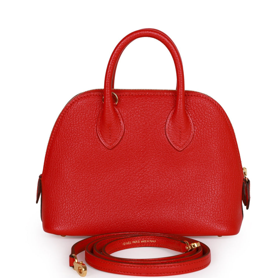Hermes 1923 Bolide Mini Rouge de Coeur Chevre Gold Hardware