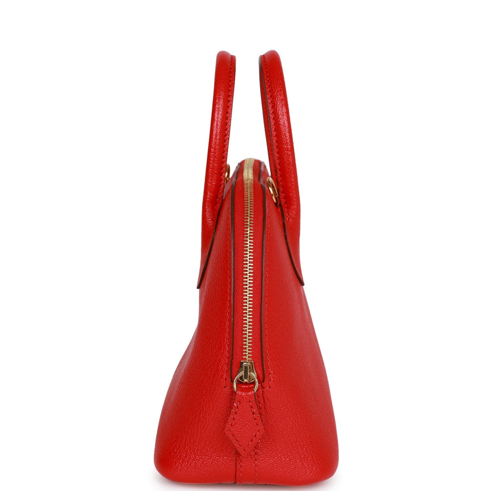 Hermes 1923 Bolide Mini Rouge de Coeur Chevre Gold Hardware