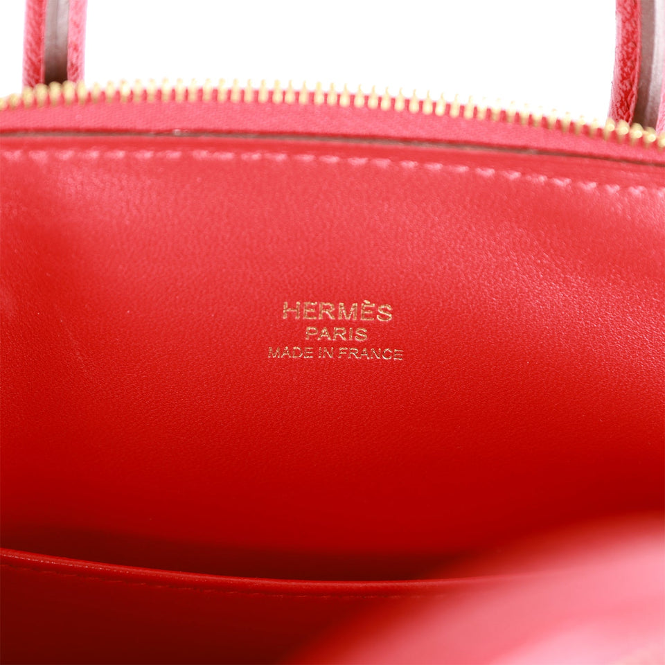 Hermes 1923 Bolide Mini Rouge de Coeur Chevre Gold Hardware