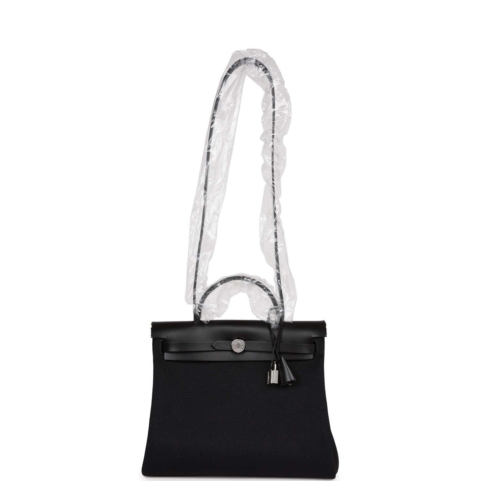 Hermes Herbag Zip PM 31 Black Toile H Berline Hunter Palladium Hardware