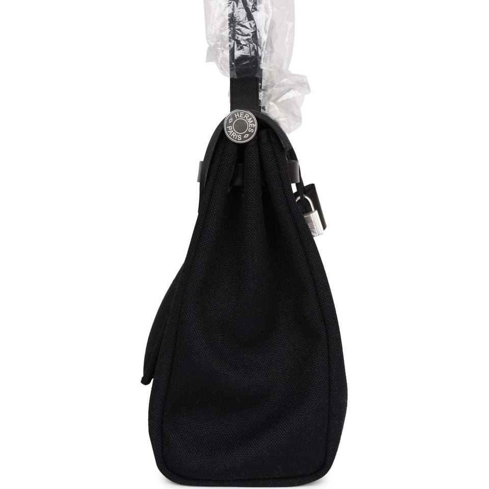 Hermes Herbag Zip PM 31 Black Toile H Berline Hunter Palladium Hardware