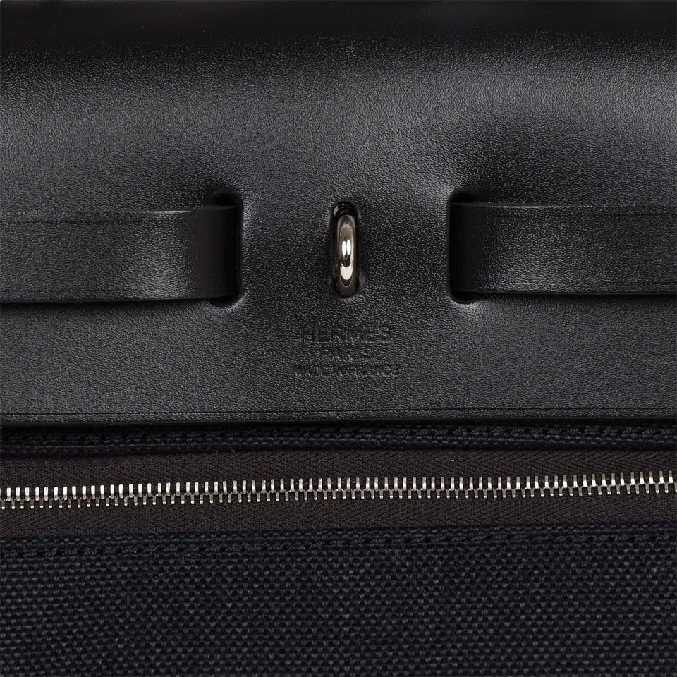 Hermes Herbag Zip PM 31 Black Toile H Berline Hunter Palladium Hardware