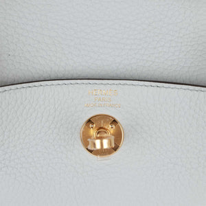 Hermes Mini Lindy Bleu Pale Clemence Gold Hardware