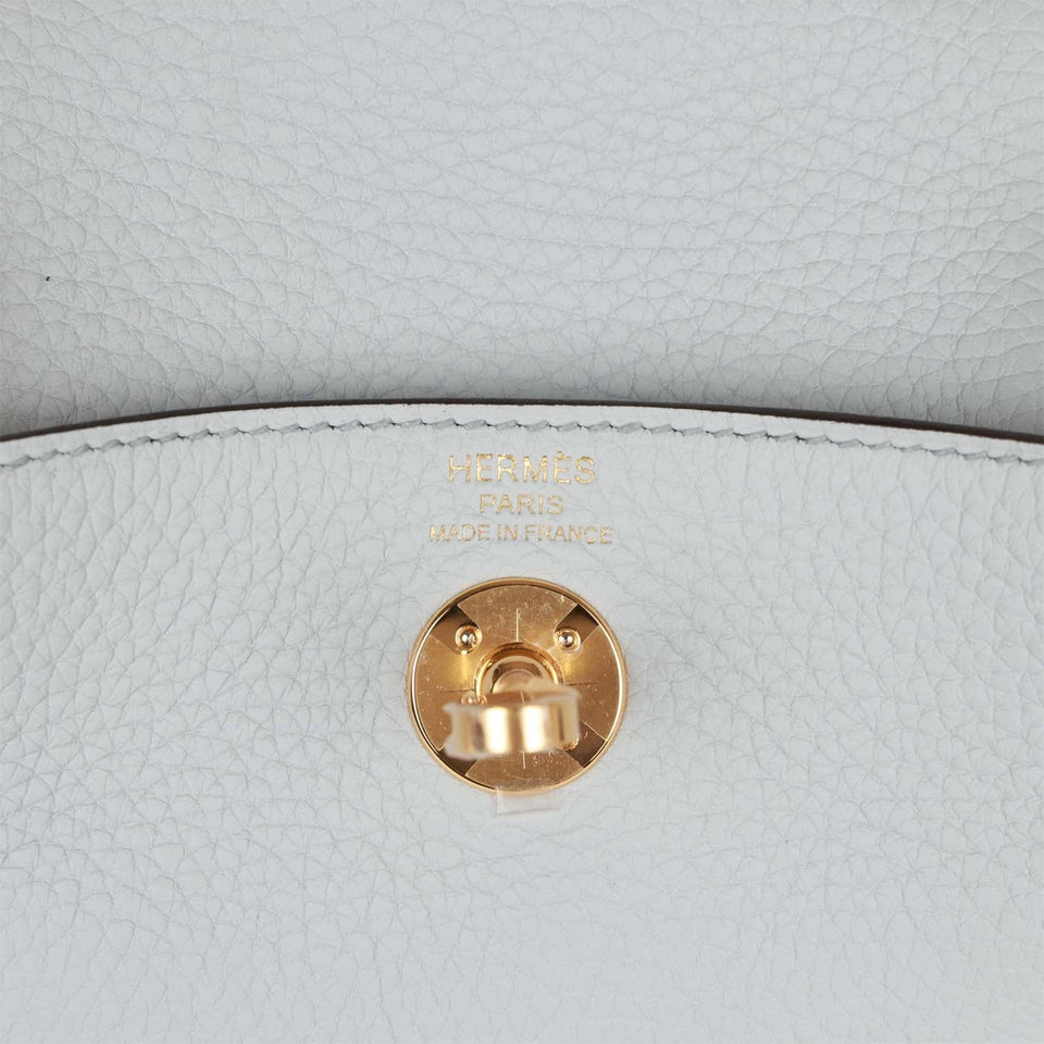 Hermes Mini Lindy Bleu Pale Clemence Gold Hardware