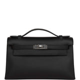 Hermes Kelly Pochette Black Swift Palladium Hardware