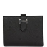 Hermes Bearn Compact Wallet Black Epsom Palladium Hardware