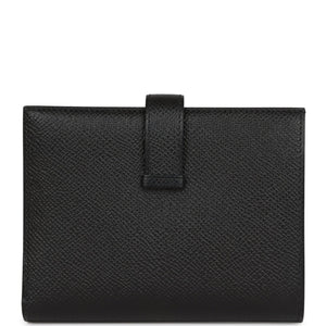 Hermes Bearn Compact Wallet Black Epsom Palladium Hardware