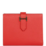 Hermes Bearn Compact Wallet Rouge de Coeur Epsom Gold Hardware
