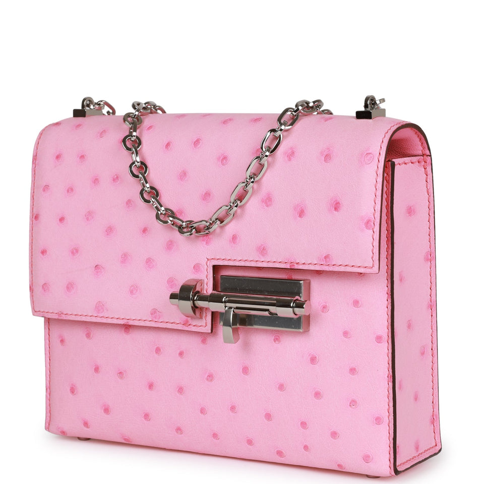 Hermes Mini Verrou Chaine Bag Bubblegum Ostrich Palladium Hardware