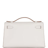 Hermes Kelly Pochette Gris Pale Swift Palladium Hardware