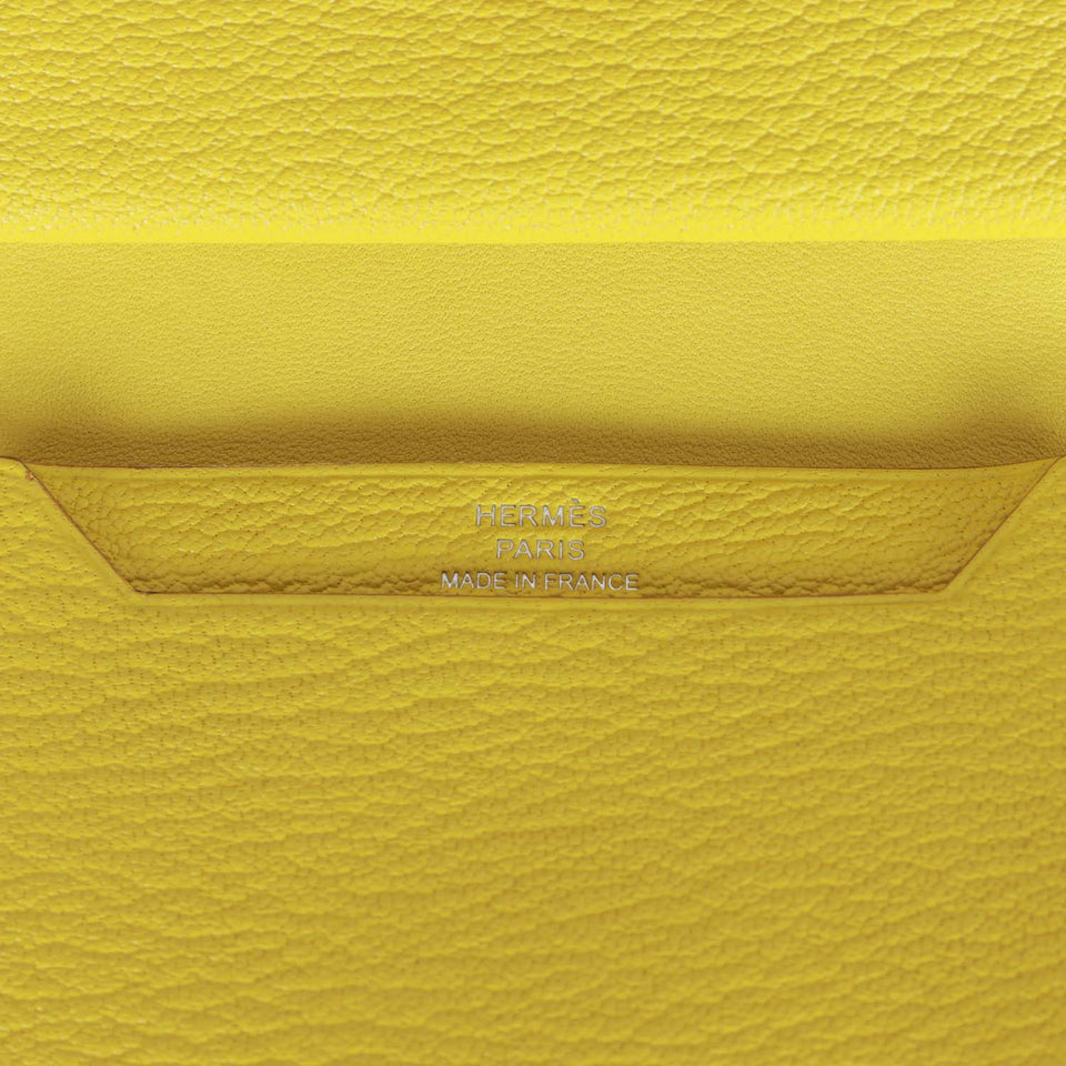 Hermes Bearn Mini Wallet Lime Chevre Mysore Palladium Hardware