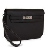 Hermes Kelly Depeches 25 Black Epsom Palladium Hardware