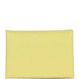Hermes Calvi Duo Compact Card Holder Limoncello Chevre Mysore Palladium Hardware