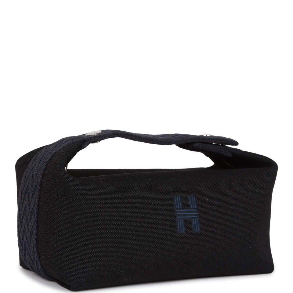 Hermes Bride-A-Brac Small Black H Militaire Canvas Palladium Hardware