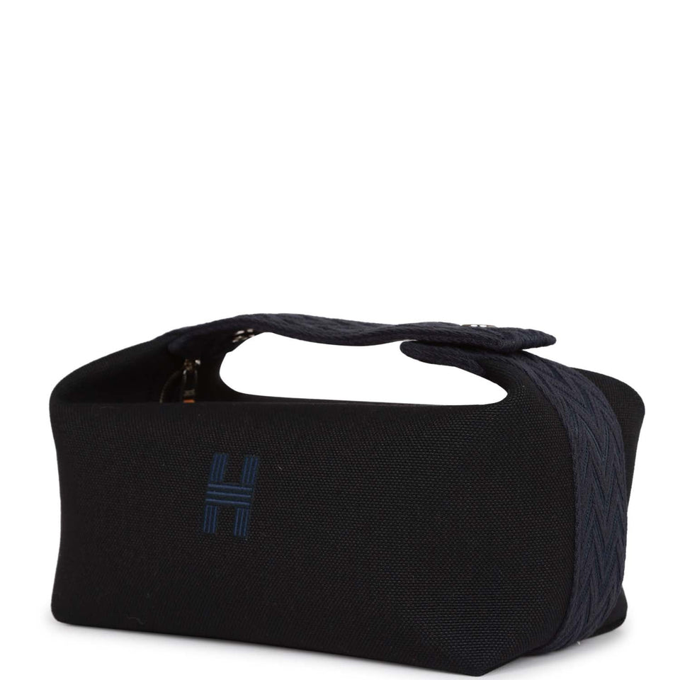 Hermes Bride-A-Brac Small Black H Militaire Canvas Palladium Hardware