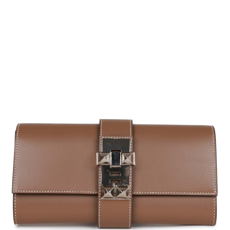 Hermes Medor Clutch 23 Etoupe Tadelakt Palladium Hardware