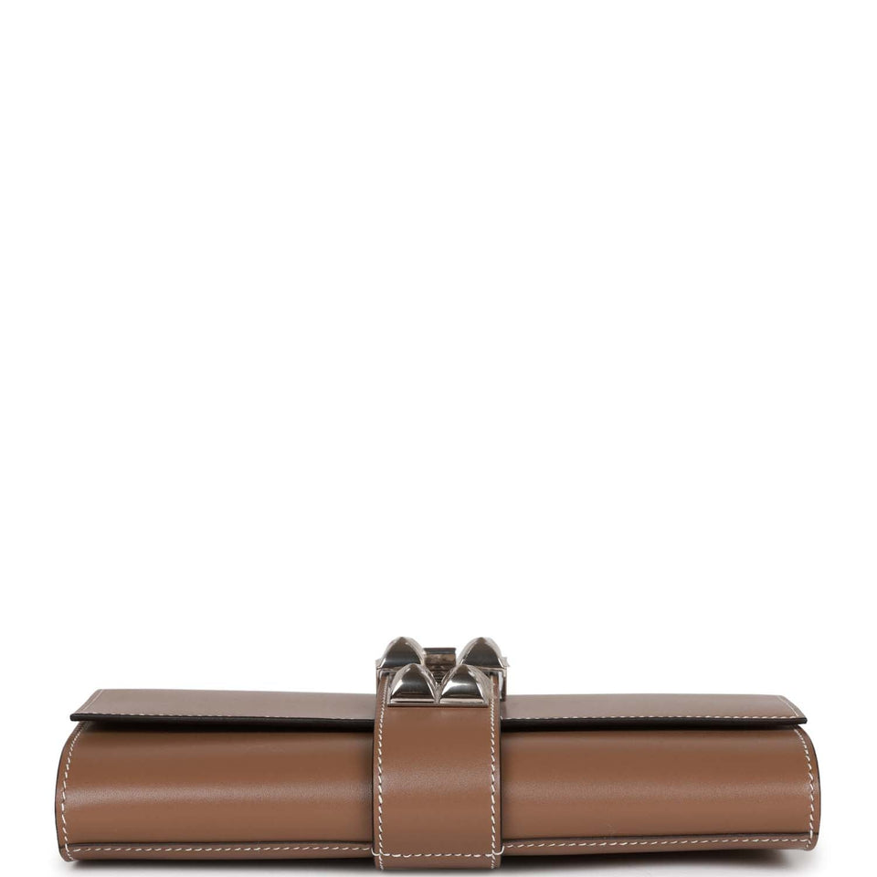 Hermes Medor Clutch 23 Etoupe Tadelakt Palladium Hardware