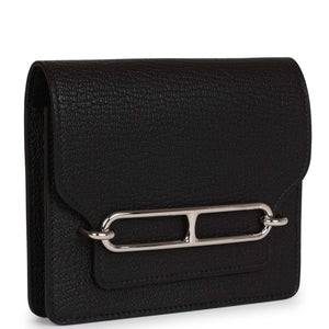 Hermes Roulis Slim Wallet Black Chevre Mysore Palladium Hardware