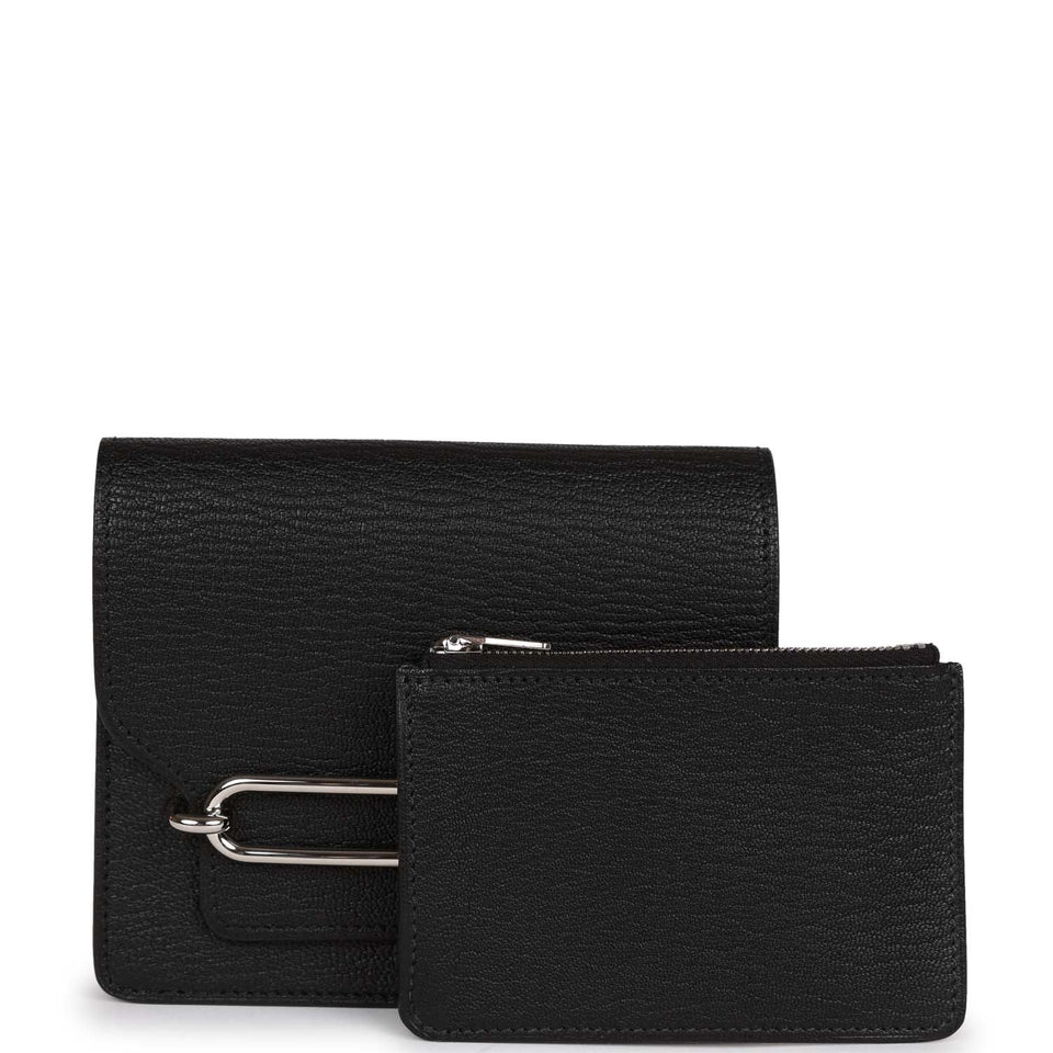 Hermes Roulis Slim Wallet Black Chevre Mysore Palladium Hardware