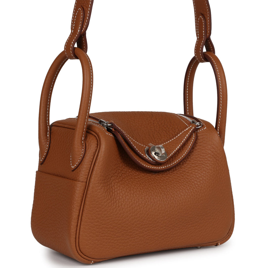 Hermes Mini Lindy Gold Clemence Palladium Hardware