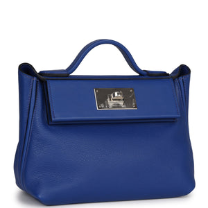 Hermes Mini 24/24 Bag Bleu Royal Evercolor and Swift Palladium Hardware