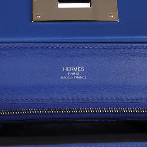 Hermes Mini 24/24 Bag Bleu Royal Evercolor and Swift Palladium Hardware