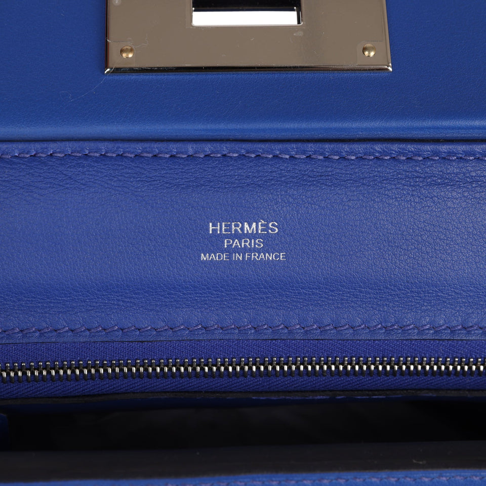 Hermes Mini 24/24 Bag Bleu Royal Evercolor and Swift Palladium Hardware