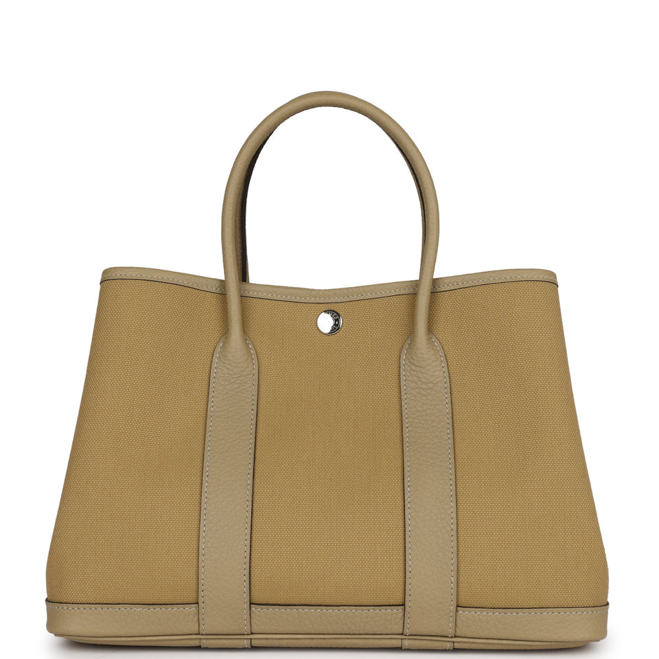 Hermes Garden Party 30 Poussiere Toile and Negonda Palladium Hardware