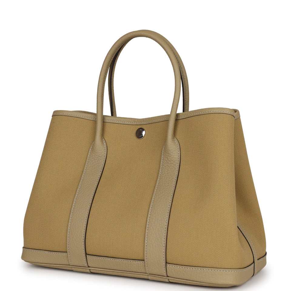 Hermes Garden Party 30 Poussiere Toile and Negonda Palladium Hardware