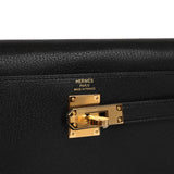 Hermes Kelly Elan Black Chevre Chamkila Gold Hardware