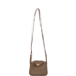 Hermes Mini Lindy Etoupe Clemence Gold Hardware