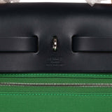 Hermes Herbag Zip PM 31 Bamboo Toile H/Bleu Indigo Vache Hunter Palladium Hardware