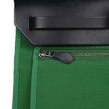 Hermes Herbag Zip PM 31 Bamboo Toile H/Bleu Indigo Vache Hunter Palladium Hardware