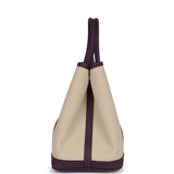 Hermes Garden Party 30 Cassis Negonda and Beton Toile Militaire Palladium Hardware