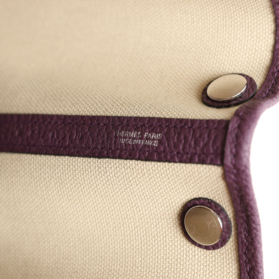 Hermes Garden Party 30 Cassis Negonda and Beton Toile Militaire Palladium Hardware