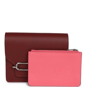 Hermes Roulis Slim Wallet Bi-Color Rouge H/Rose Azalee Evercolor Palladium Hardware