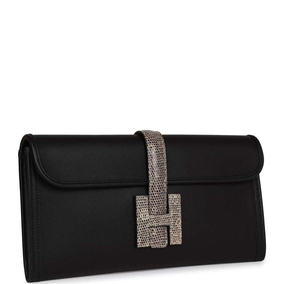 Hermes Jige Elan Touch Black Swift and Ombre Lizard