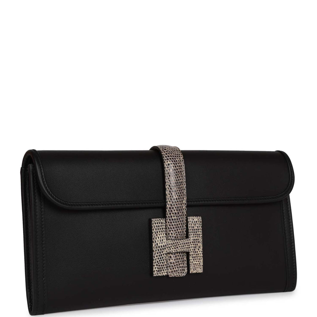 Hermes Jige Elan Touch Black Swift and Ombre Lizard