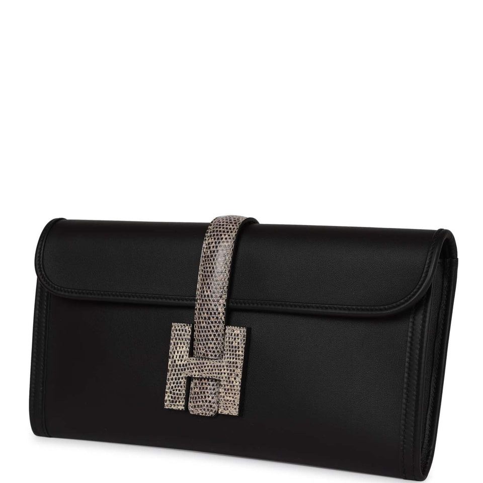 Hermes Jige Elan Touch Black Swift and Ombre Lizard